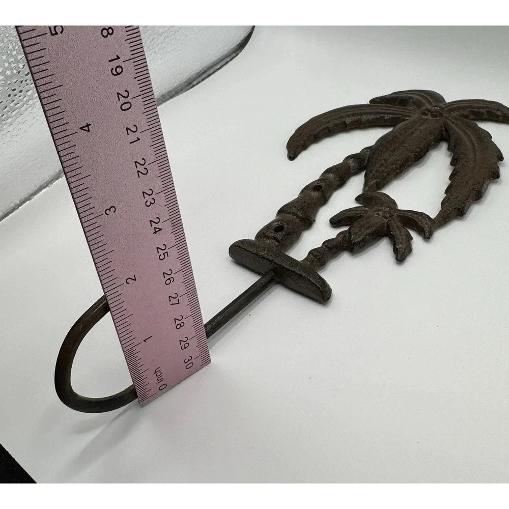 Vintage Palm Tree Key Robe Wall Hook Tropical Beach House Cast Iron‎ Metal